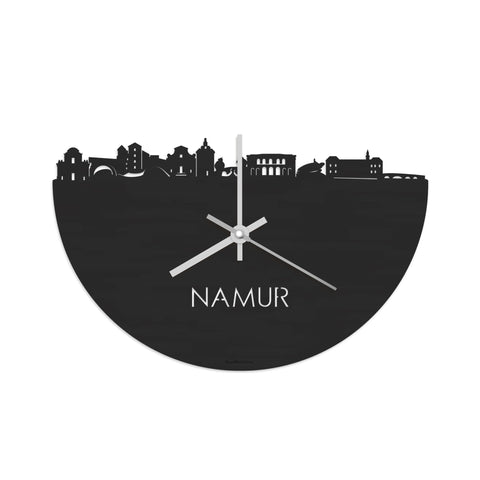 Skyline Klok Namur Black Zwart houten cadeau decoratie relatiegeschenk van WoodWideCities
