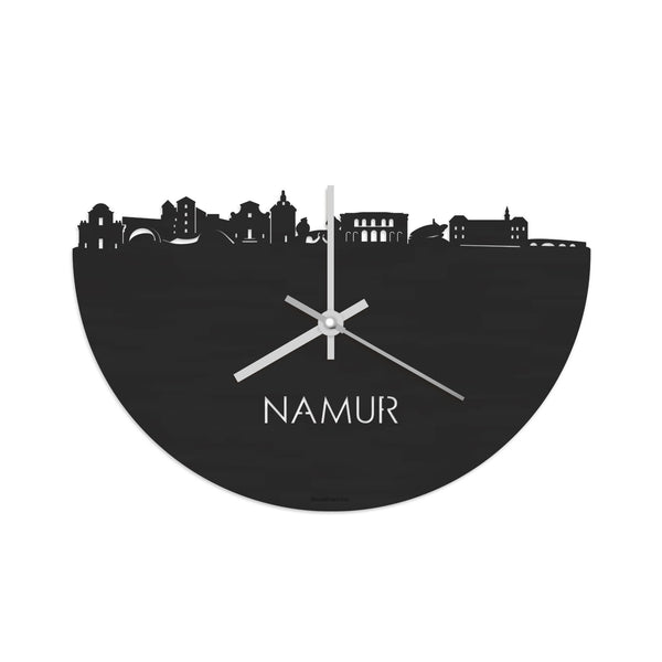 Skyline Klok Namur Black Zwart houten cadeau decoratie relatiegeschenk van WoodWideCities