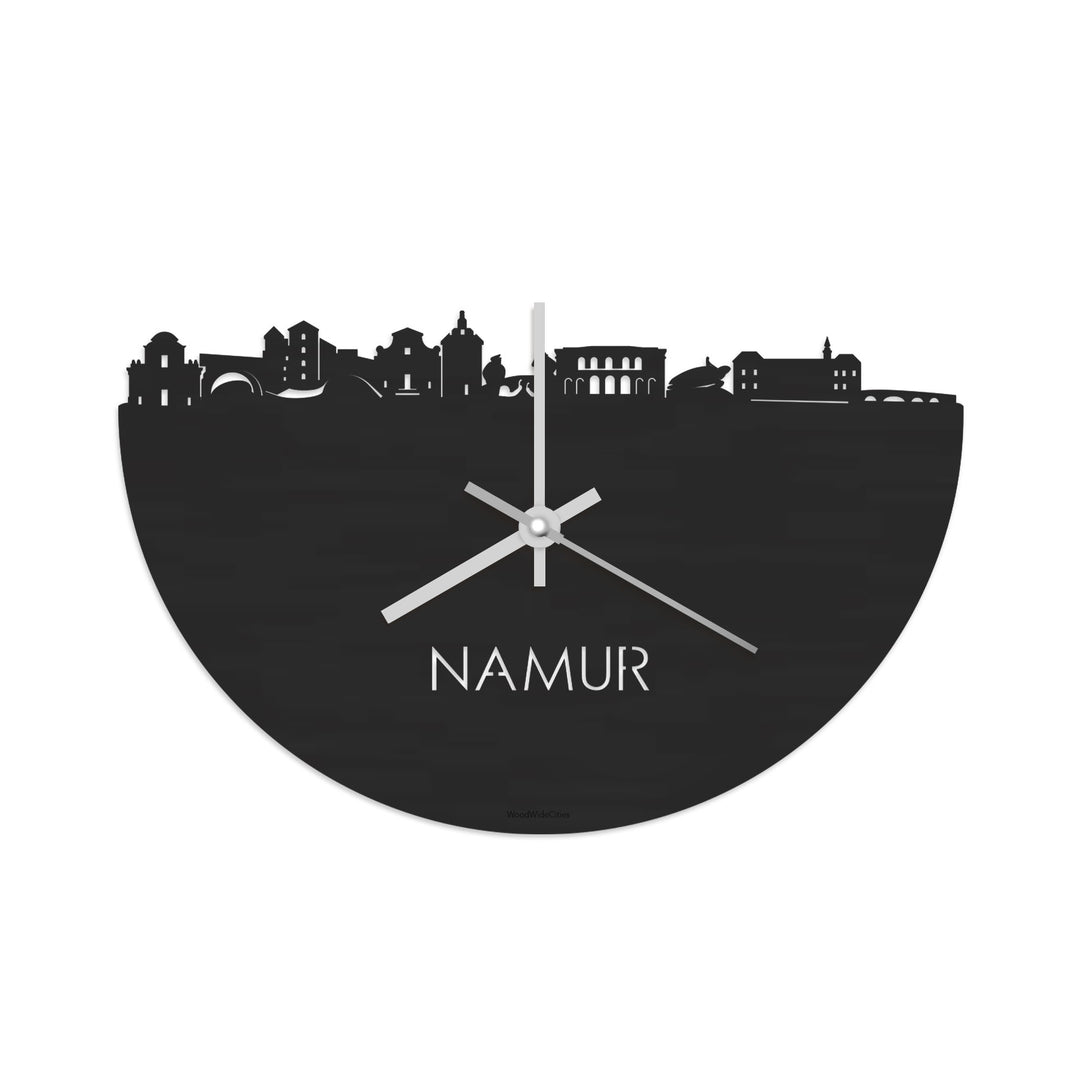 Skyline Klok Namur Black Zwart houten cadeau decoratie relatiegeschenk van WoodWideCities