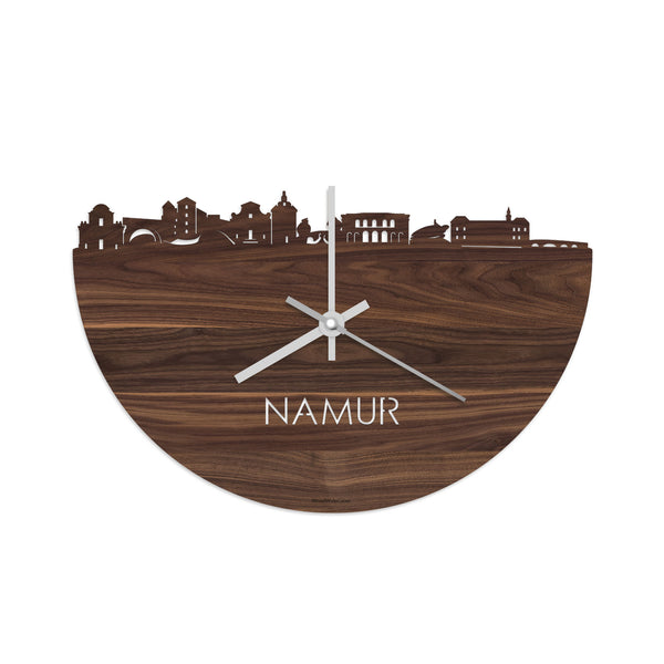 Skyline Klok Namur Noten houten cadeau decoratie relatiegeschenk van WoodWideCities
