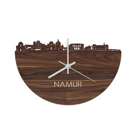 Skyline Klok Namur Noten houten cadeau decoratie relatiegeschenk van WoodWideCities