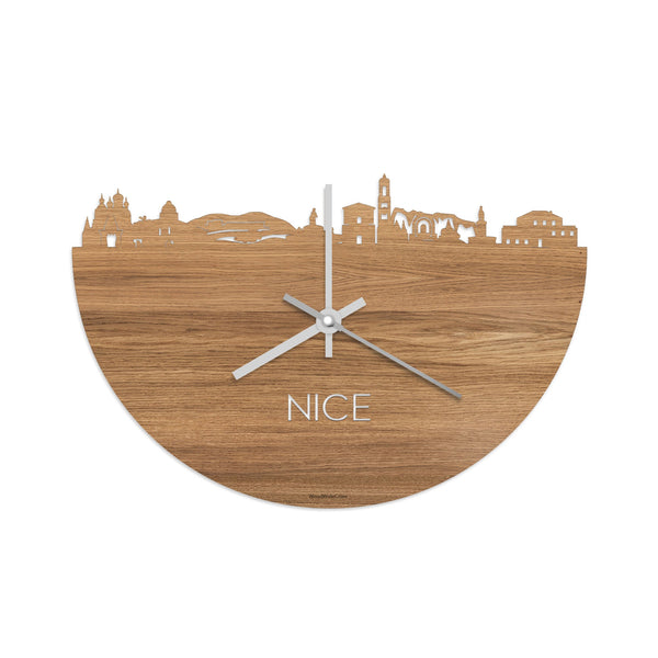 Skyline Klok Nice Eiken houten cadeau decoratie relatiegeschenk van WoodWideCities