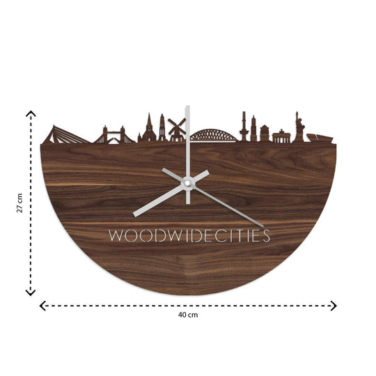 Skyline Klok Nieuw-Lekkerland Noten houten cadeau decoratie relatiegeschenk van WoodWideCities