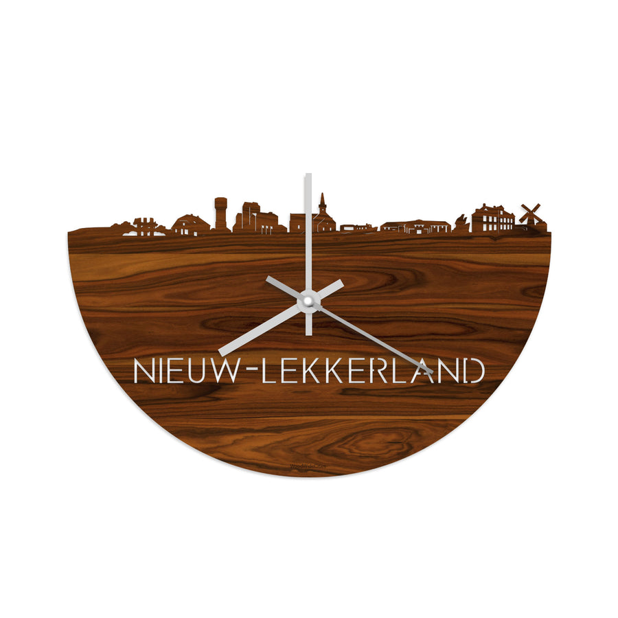 Skyline Klok Nieuw-Lekkerland Palissander houten cadeau decoratie relatiegeschenk van WoodWideCities