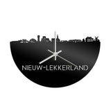 Skyline Klok Nieuw-Lekkerland Zwart glanzend gerecycled kunststof cadeau decoratie relatiegeschenk van WoodWideCities