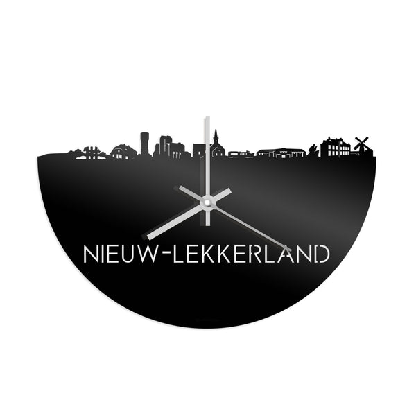 Skyline Klok Nieuw-Lekkerland Zwart glanzend gerecycled kunststof cadeau decoratie relatiegeschenk van WoodWideCities