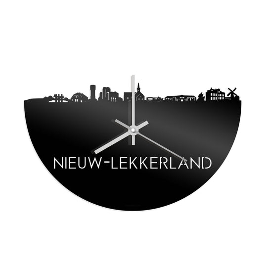 Skyline Klok Nieuw-Lekkerland Zwart glanzend gerecycled kunststof cadeau decoratie relatiegeschenk van WoodWideCities