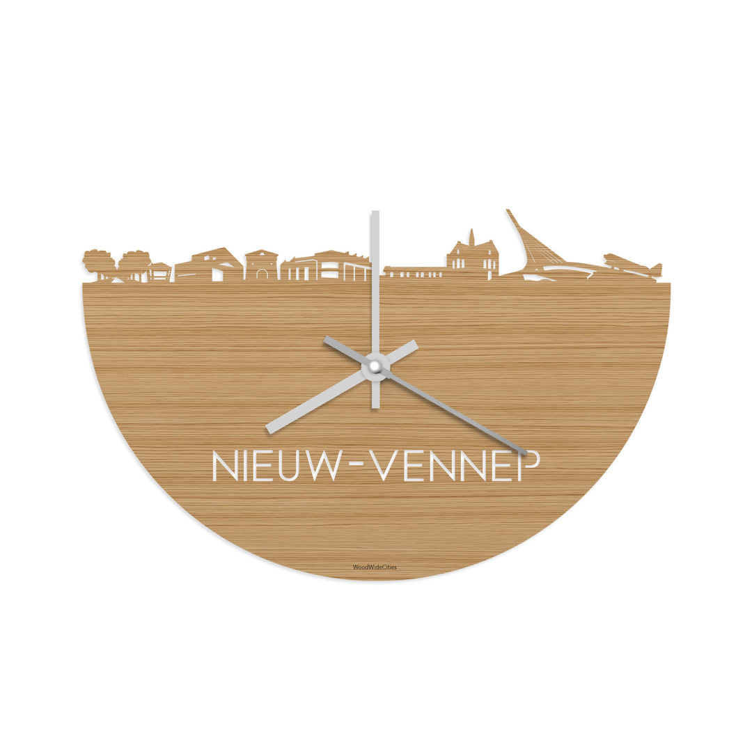 Skyline Klok Nieuw-Vennep Bamboe houten cadeau decoratie relatiegeschenk van WoodWideCities