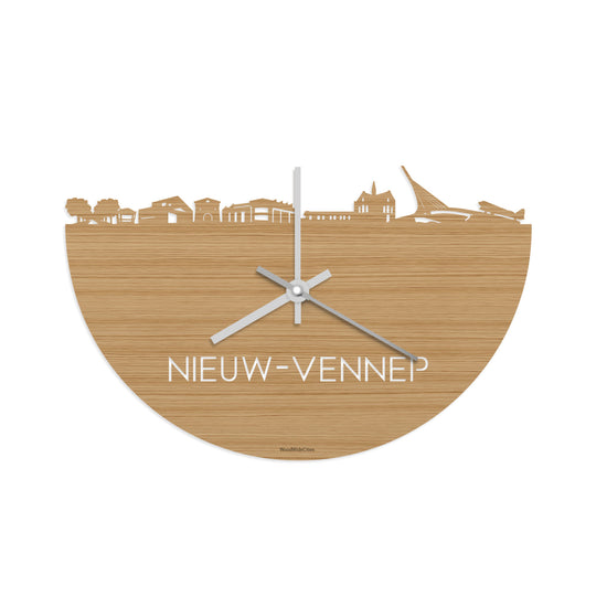 Skyline Klok Nieuw-Vennep Bamboe houten cadeau decoratie relatiegeschenk van WoodWideCities