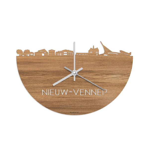 Skyline Klok Nieuw-Vennep Eiken houten cadeau decoratie relatiegeschenk van WoodWideCities