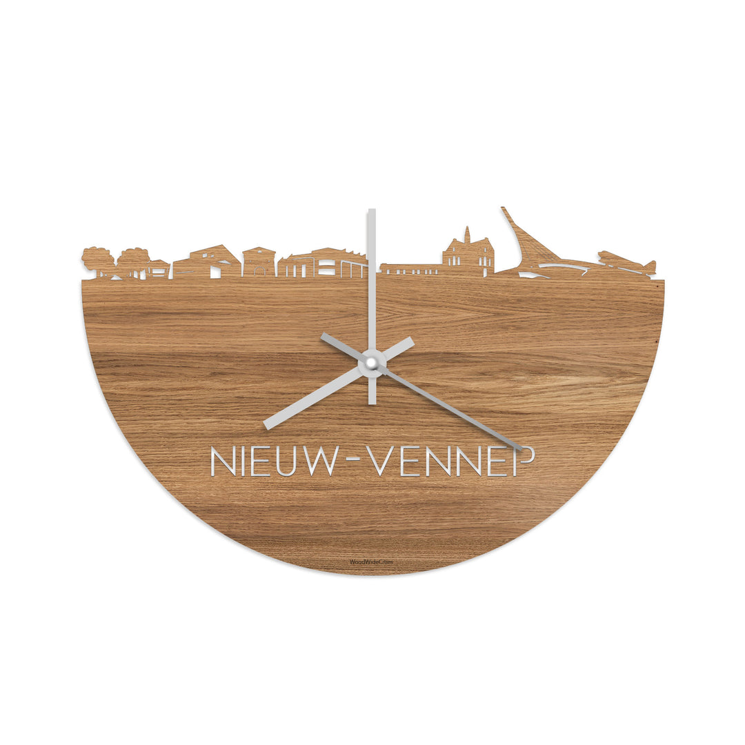 Skyline Klok Nieuw-Vennep Eiken houten cadeau decoratie relatiegeschenk van WoodWideCities