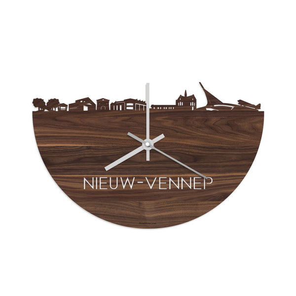 Skyline Klok Nieuw-Vennep Noten houten cadeau decoratie relatiegeschenk van WoodWideCities