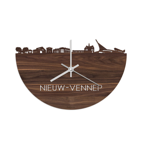 Skyline Klok Nieuw-Vennep Noten houten cadeau decoratie relatiegeschenk van WoodWideCities