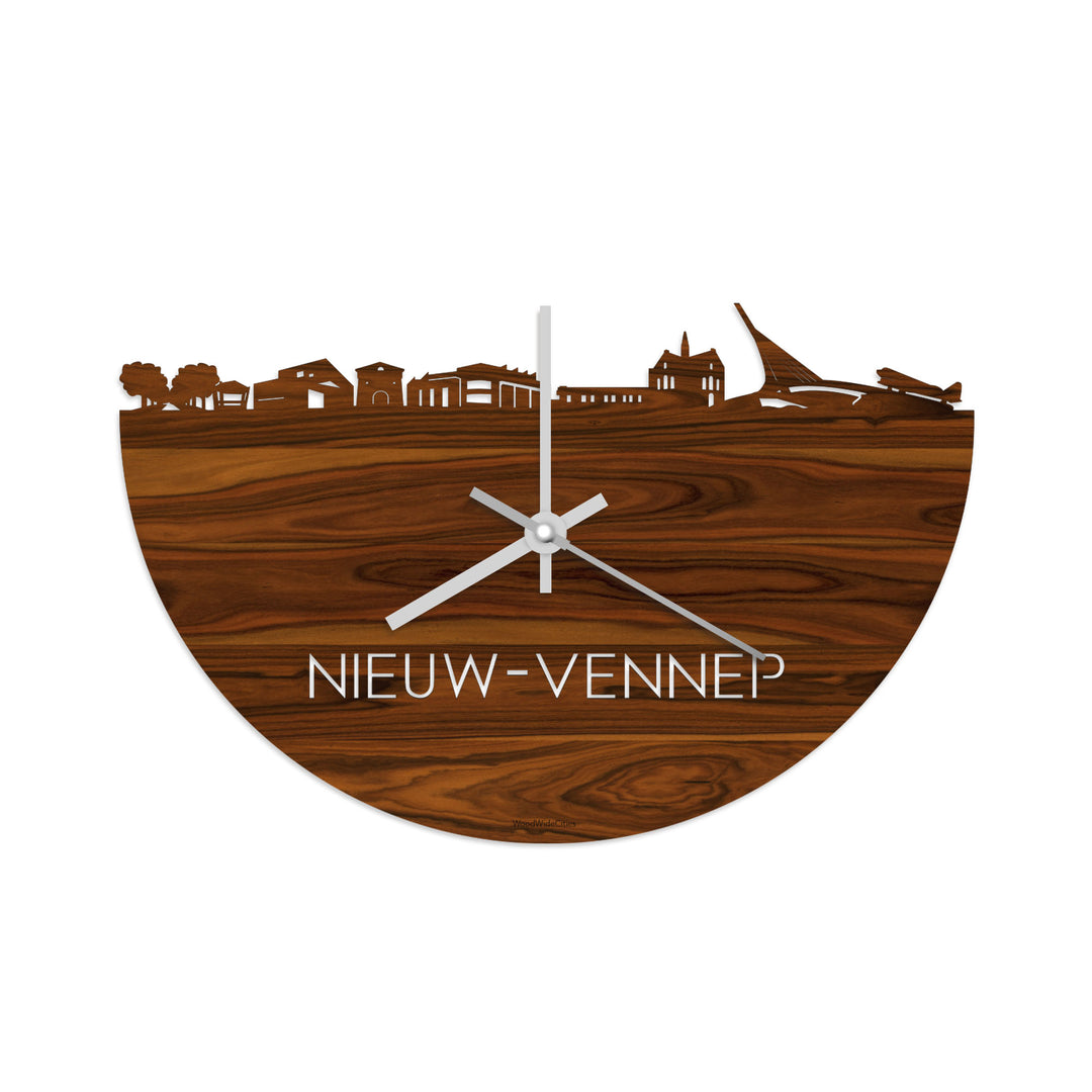 Skyline Klok Nieuw-Vennep Palissander houten cadeau decoratie relatiegeschenk van WoodWideCities