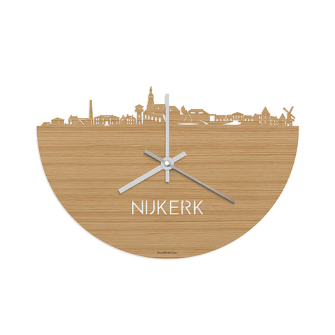Skyline Klok Nijkerk Bamboe houten cadeau decoratie relatiegeschenk van WoodWideCities