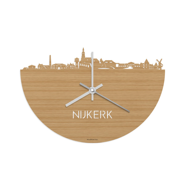 Skyline Klok Nijkerk Bamboe houten cadeau decoratie relatiegeschenk van WoodWideCities