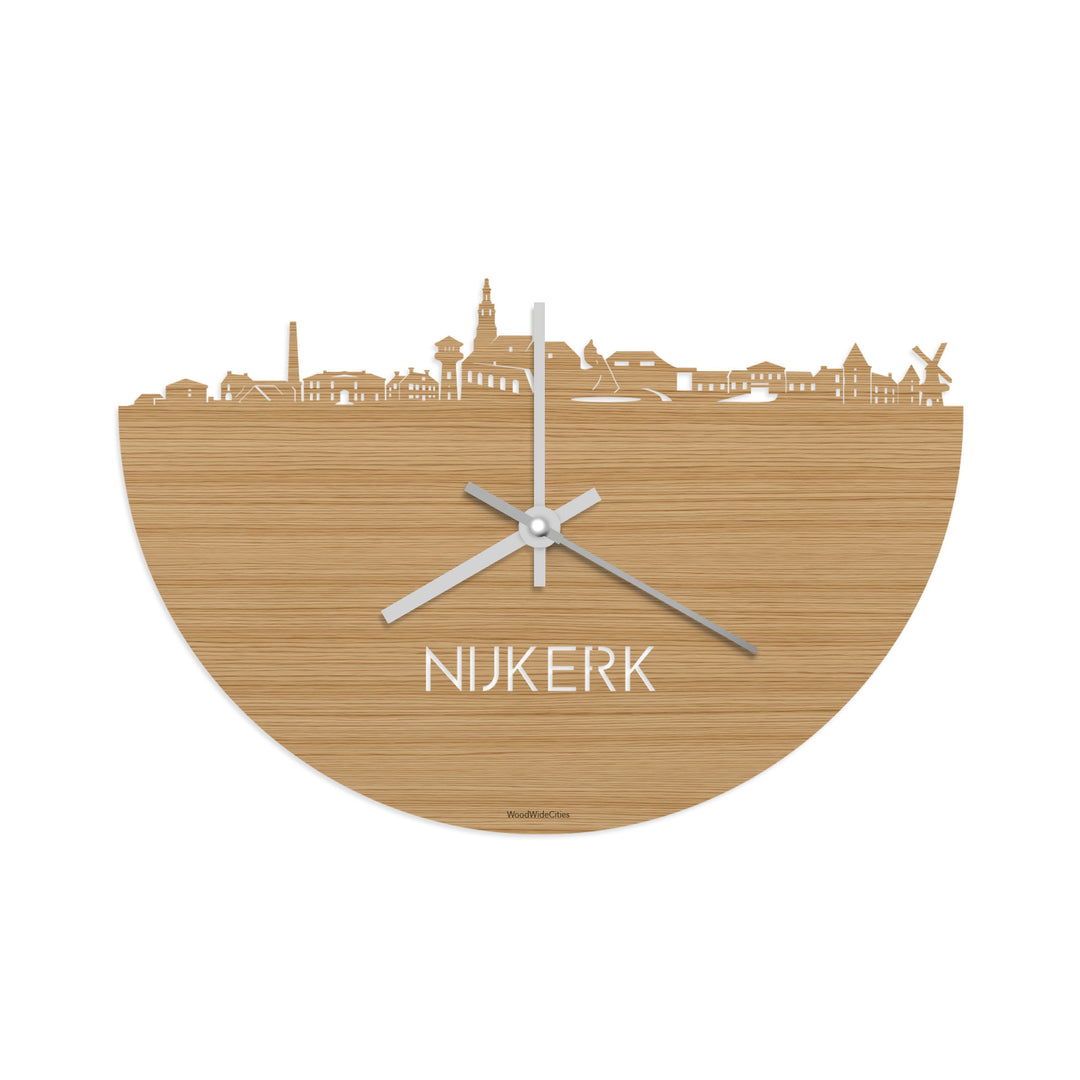 Skyline Klok Nijkerk Bamboe houten cadeau decoratie relatiegeschenk van WoodWideCities