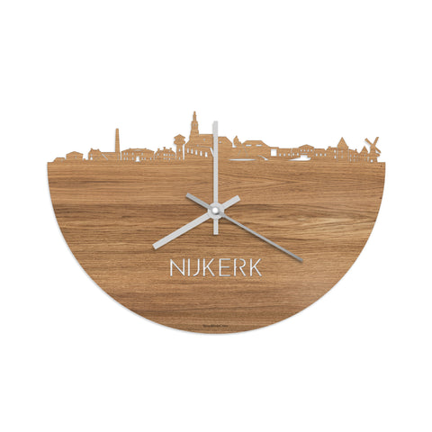 Skyline Klok Nijkerk Eiken houten cadeau decoratie relatiegeschenk van WoodWideCities