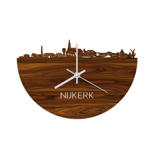 Skyline Klok Nijkerk Palissander houten cadeau decoratie relatiegeschenk van WoodWideCities