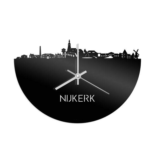 Skyline Klok Nijkerk Zwart glanzend gerecycled kunststof cadeau decoratie relatiegeschenk van WoodWideCities