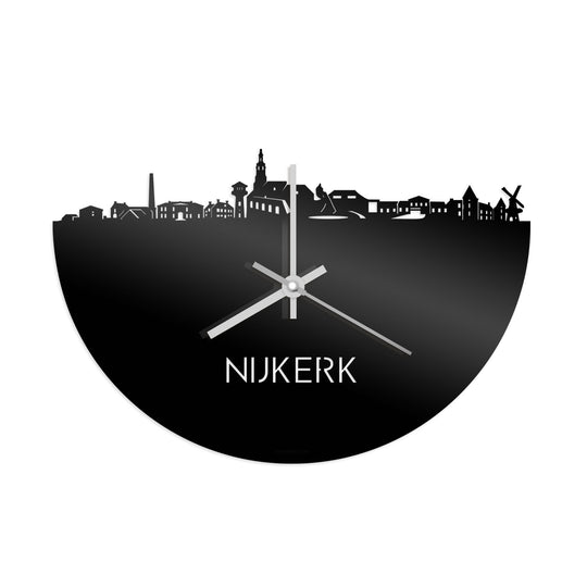 Skyline Klok Nijkerk Zwart glanzend gerecycled kunststof cadeau decoratie relatiegeschenk van WoodWideCities