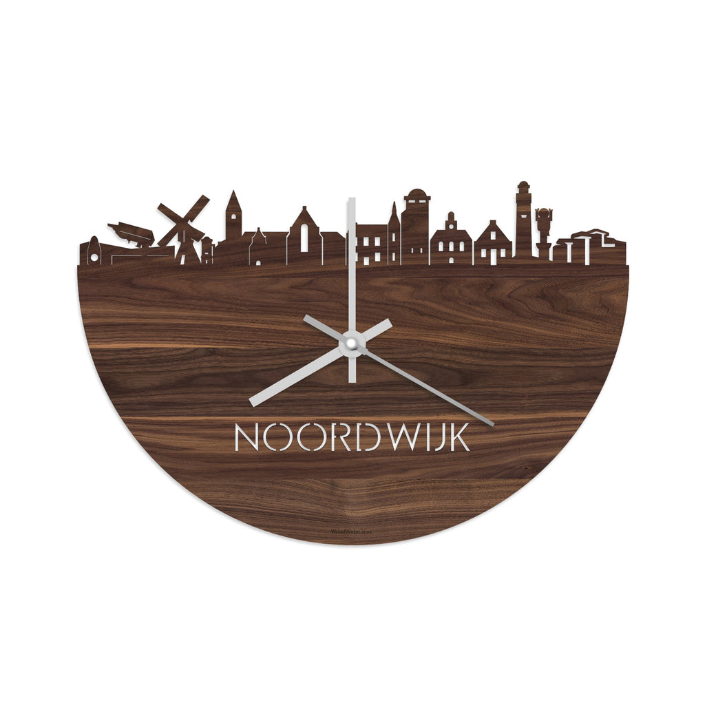 Skyline Klok Noordwijk Noten houten cadeau decoratie relatiegeschenk van WoodWideCities