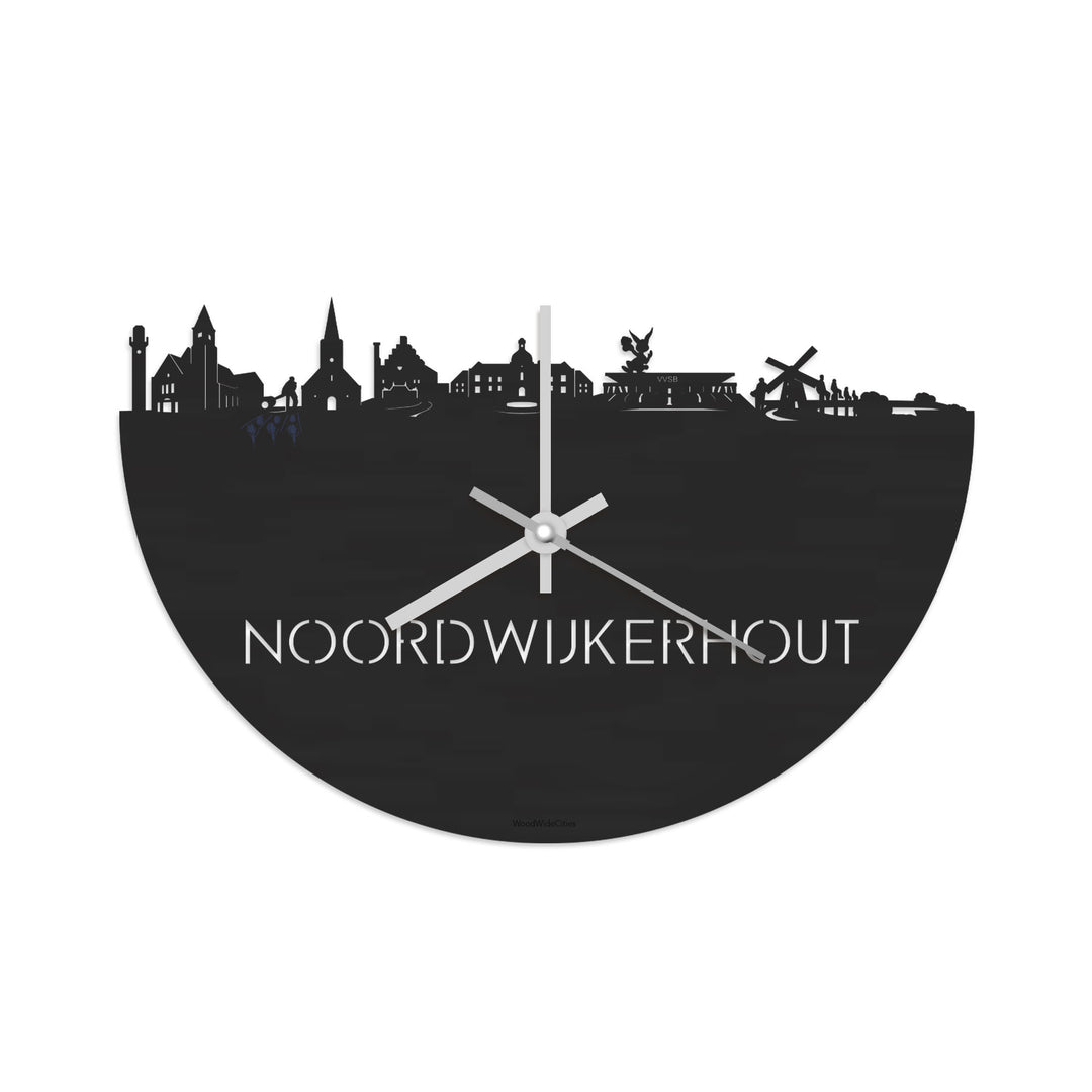 Skyline Klok Noordwijkerhout Black Zwart houten cadeau decoratie relatiegeschenk van WoodWideCities