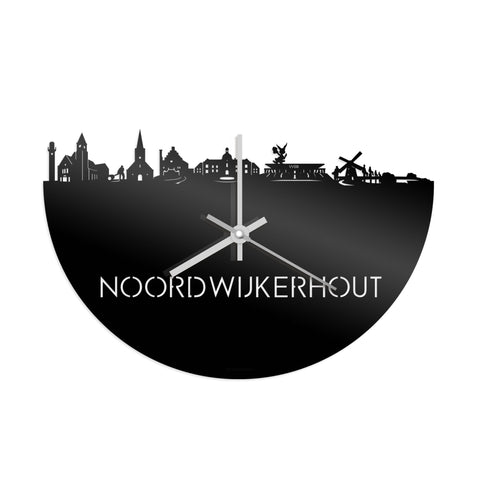 Skyline Klok Noordwijkerhout Zwart glanzend gerecycled kunststof cadeau decoratie relatiegeschenk van WoodWideCities