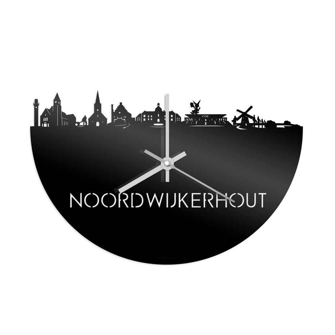 Skyline Klok Noordwijkerhout Zwart glanzend gerecycled kunststof cadeau decoratie relatiegeschenk van WoodWideCities
