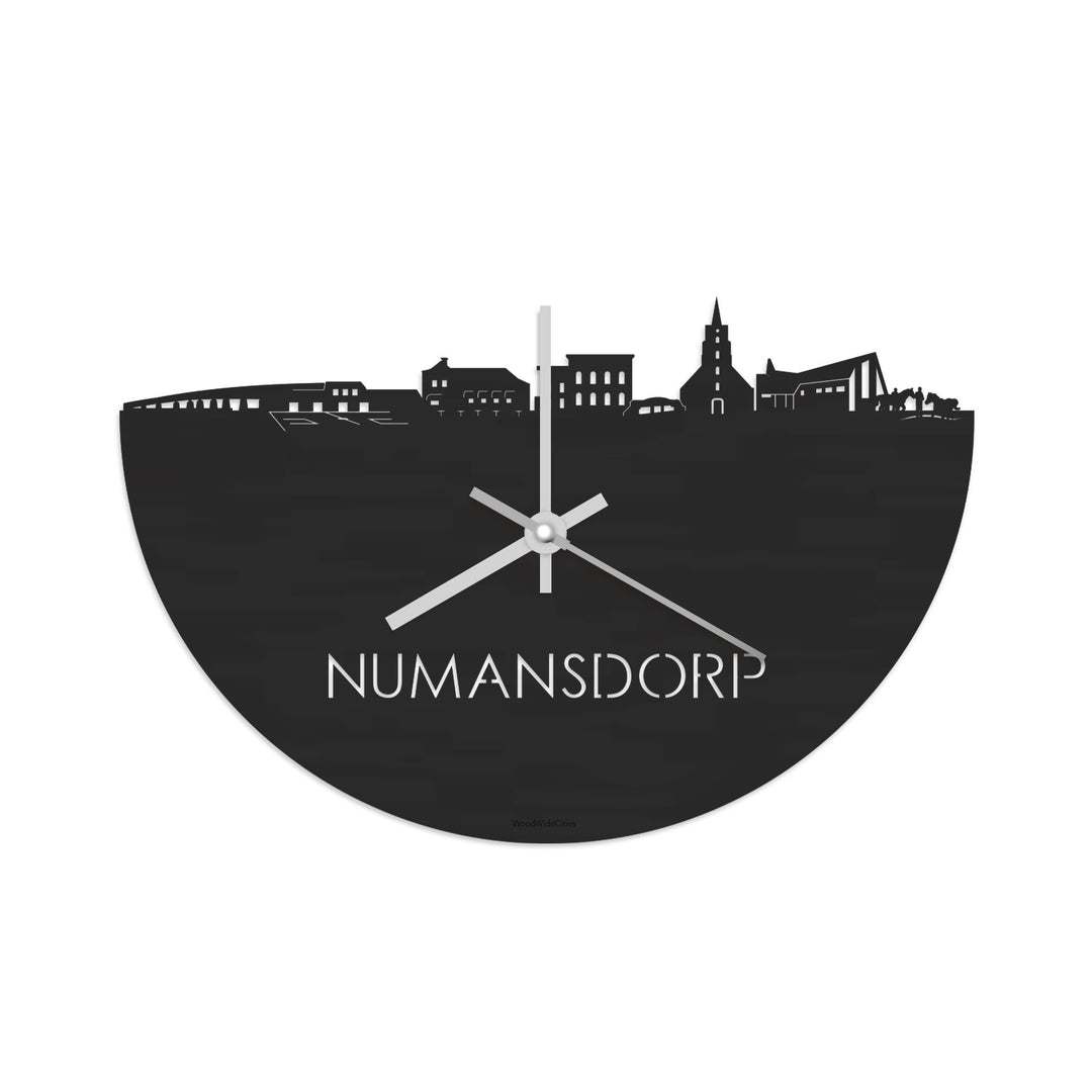 Skyline Klok Numansdorp Black Zwart houten cadeau decoratie relatiegeschenk van WoodWideCities