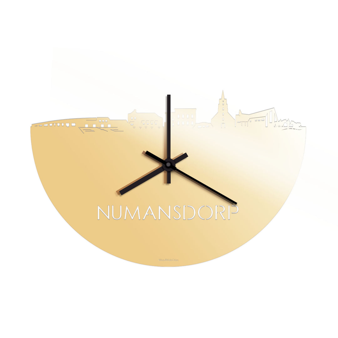 Skyline Klok Numansdorp Metallic Goud gerecycled kunststof cadeau decoratie relatiegeschenk van WoodWideCities