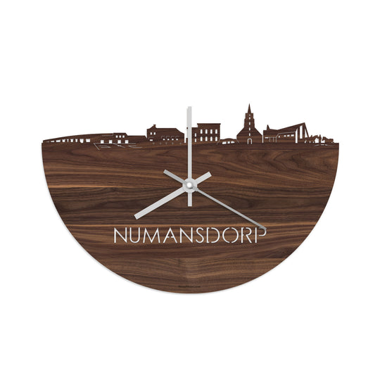 Skyline Klok Numansdorp Noten houten cadeau decoratie relatiegeschenk van WoodWideCities