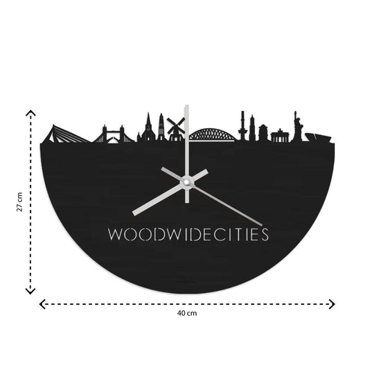 Skyline Klok Numansdorp Zwart glanzend gerecycled kunststof cadeau decoratie relatiegeschenk van WoodWideCities