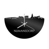 Skyline Klok Numansdorp Zwart glanzend gerecycled kunststof cadeau decoratie relatiegeschenk van WoodWideCities