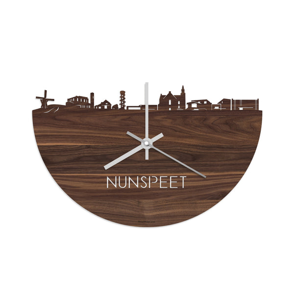 Skyline Klok Nunspeet Noten houten cadeau decoratie relatiegeschenk van WoodWideCities