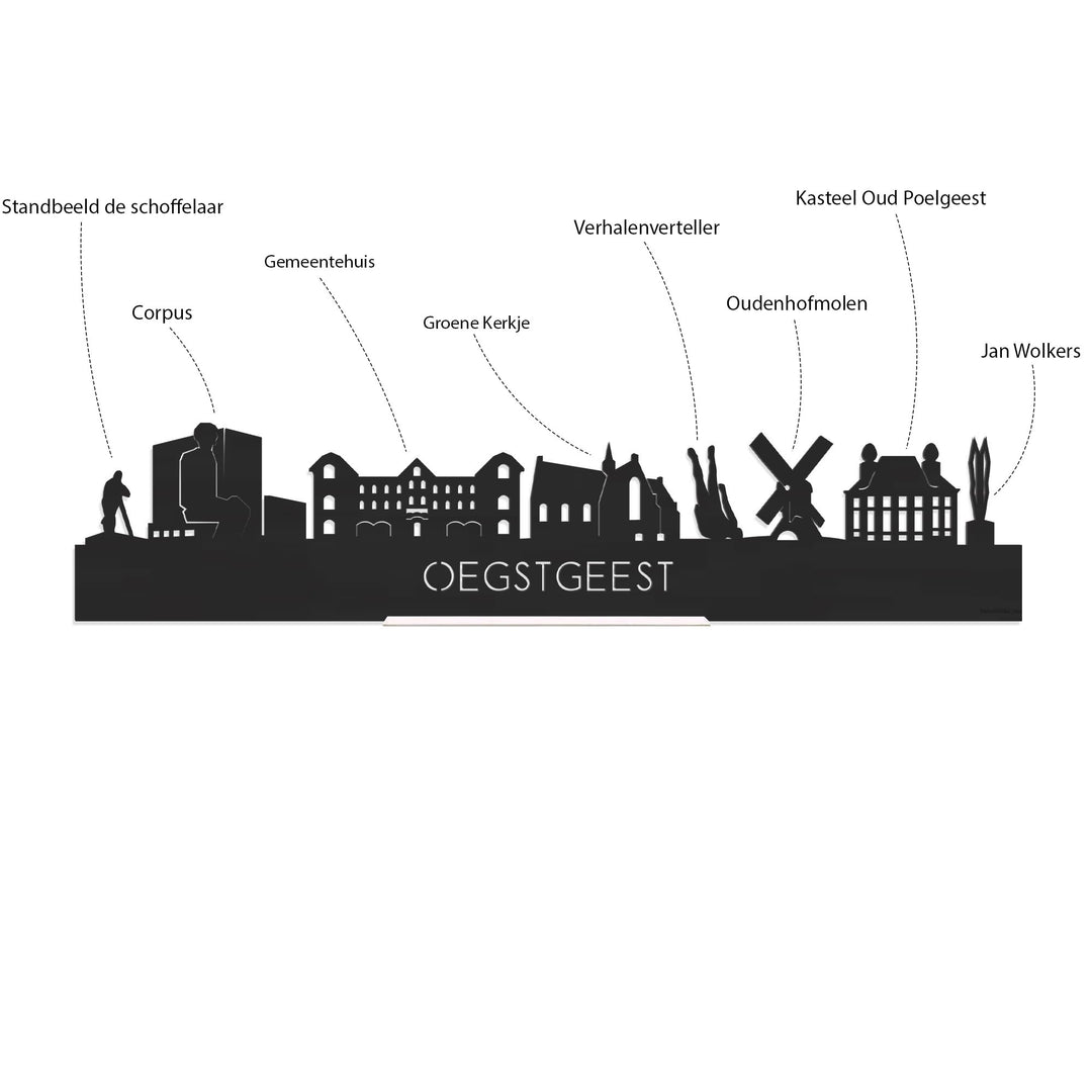 Skyline Klok Oegstgeest Black Zwart houten cadeau decoratie relatiegeschenk van WoodWideCities
