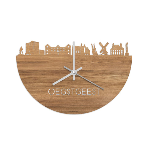 Skyline Klok Oegstgeest Eiken houten cadeau decoratie relatiegeschenk van WoodWideCities