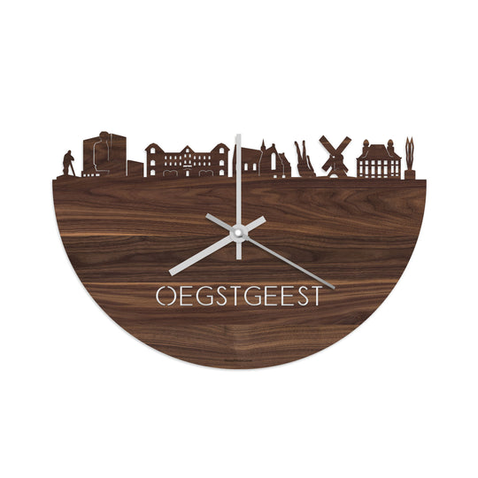 Skyline Klok Oegstgeest Noten houten cadeau decoratie relatiegeschenk van WoodWideCities