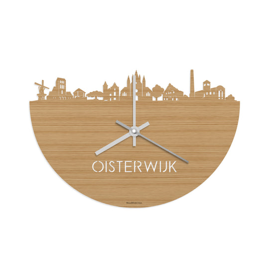 Skyline Klok Oisterwijk Bamboe houten cadeau decoratie relatiegeschenk van WoodWideCities