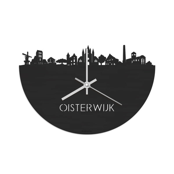Skyline Klok Oisterwijk Black Zwart houten cadeau decoratie relatiegeschenk van WoodWideCities