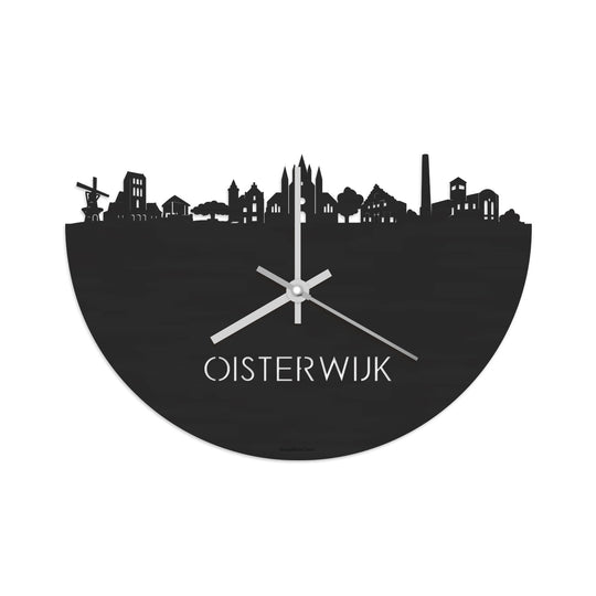 Skyline Klok Oisterwijk Black Zwart houten cadeau decoratie relatiegeschenk van WoodWideCities