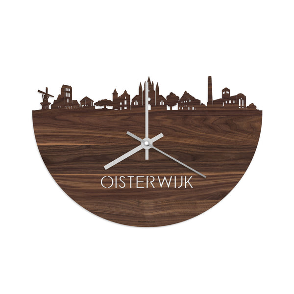 Skyline Klok Oisterwijk Noten houten cadeau decoratie relatiegeschenk van WoodWideCities
