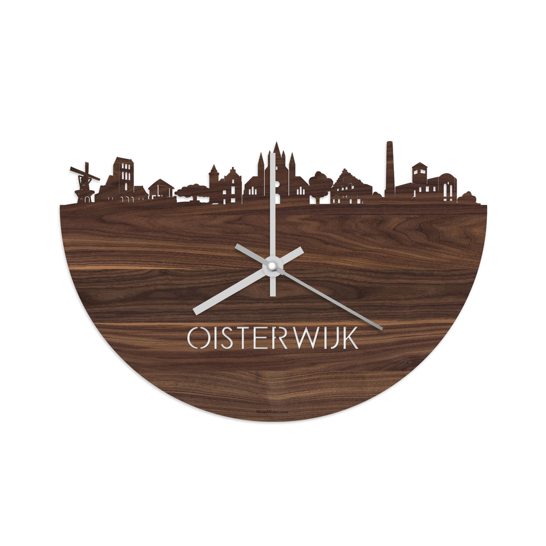 Skyline Klok Oisterwijk Noten houten cadeau decoratie relatiegeschenk van WoodWideCities