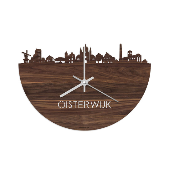 Skyline Klok Oisterwijk Noten houten cadeau decoratie relatiegeschenk van WoodWideCities