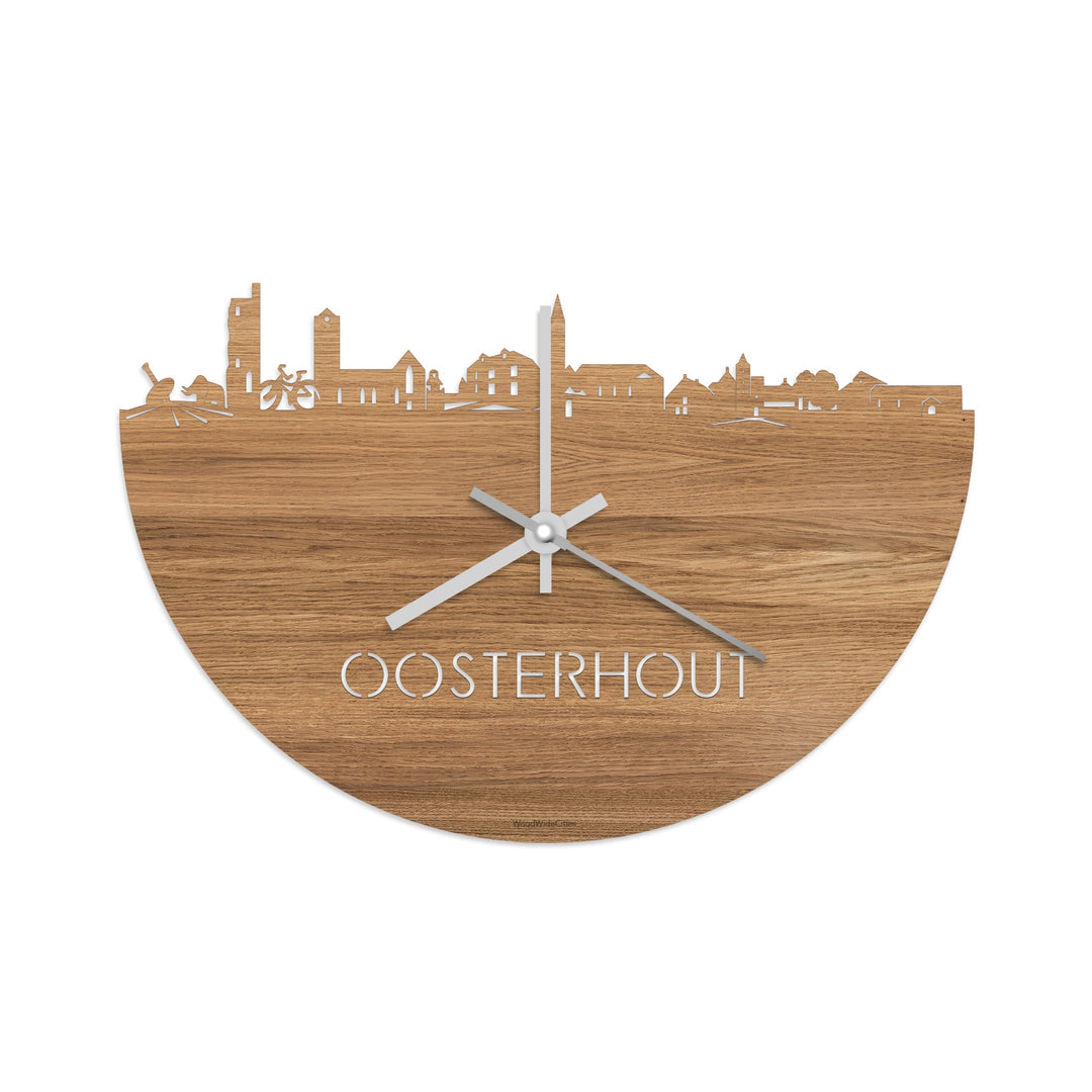 Skyline Klok Oosterhout Eiken houten cadeau wanddecoratie relatiegeschenk van WoodWideCities