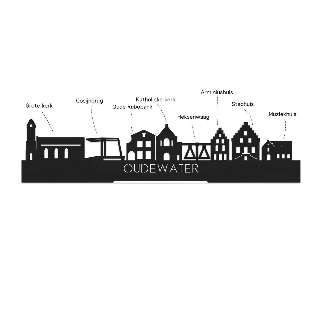 Skyline Klok Oudewater Wit glanzend gerecycled kunststof cadeau decoratie relatiegeschenk van WoodWideCities