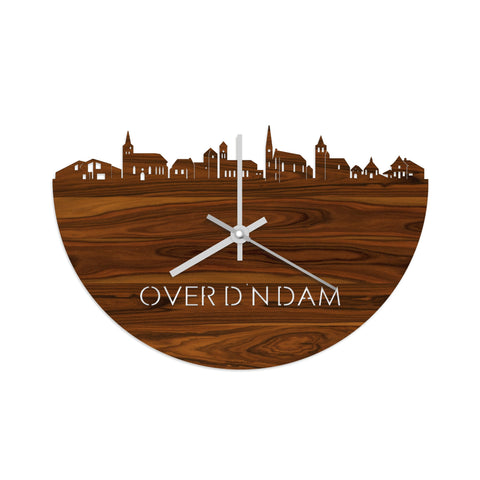 Skyline Klok Over d'n Dam Palissander houten cadeau wanddecoratie relatiegeschenk van WoodWideCities