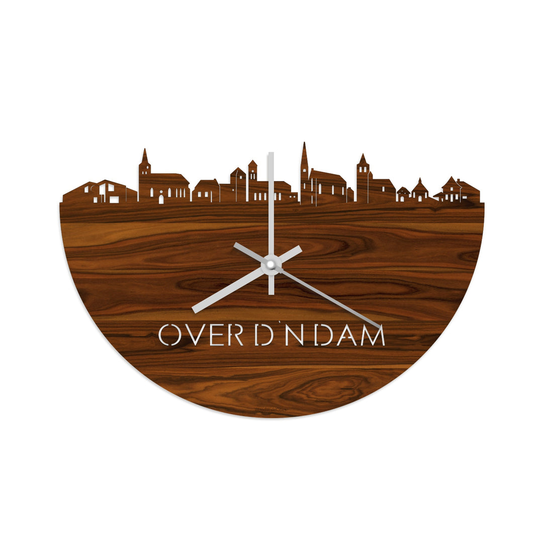 Skyline Klok Over d'n Dam Palissander houten cadeau wanddecoratie relatiegeschenk van WoodWideCities
