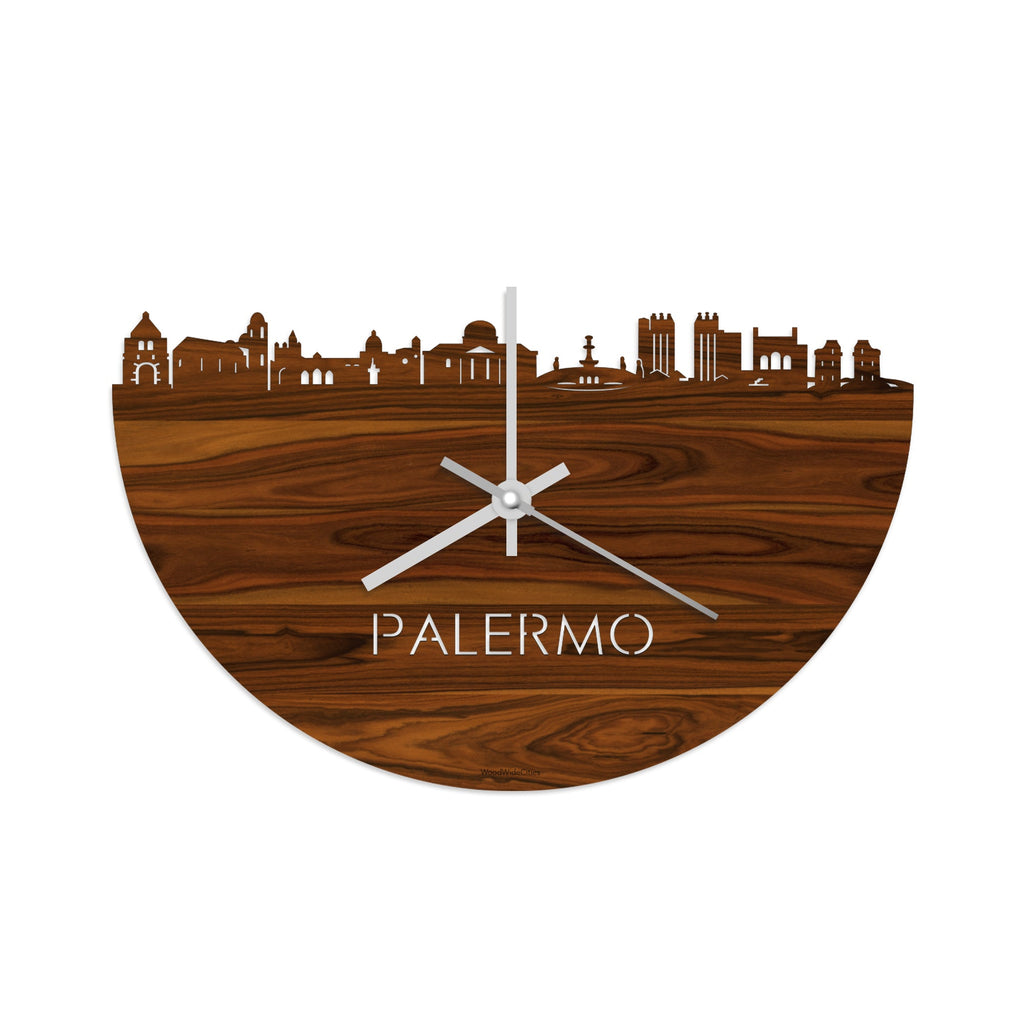Skyline Klok Palermo Palissander houten cadeau decoratie relatiegeschenk van WoodWideCities