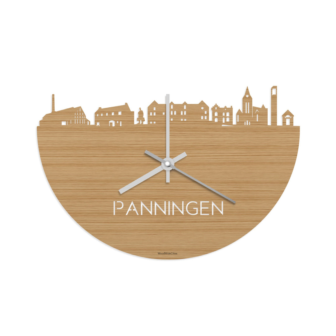Skyline Klok Panningen Bamboe houten cadeau decoratie relatiegeschenk van WoodWideCities